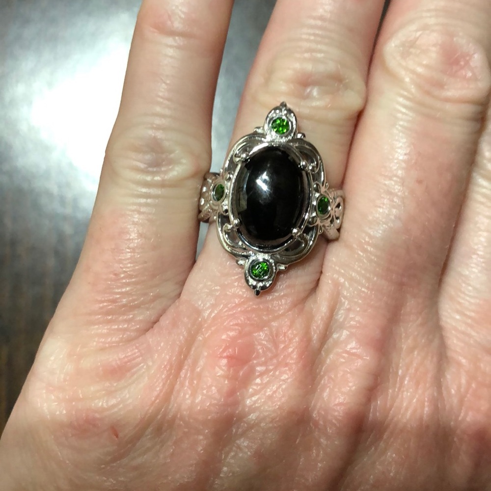 Shungite and Russian Diopside Ring - Picture 2 of 6